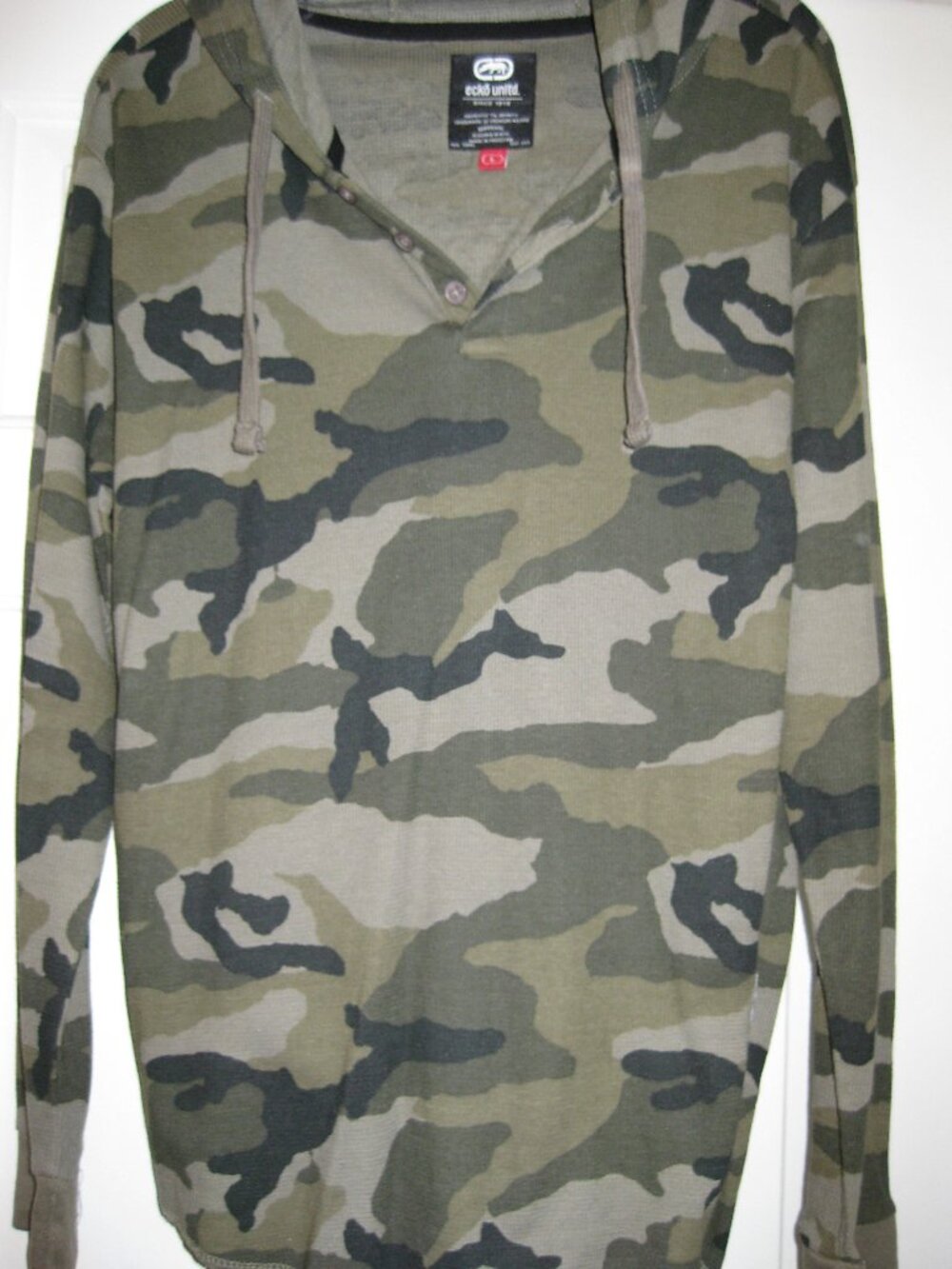 Ecko Unltd Camo Button Thermal Hoodie Size Men Large
